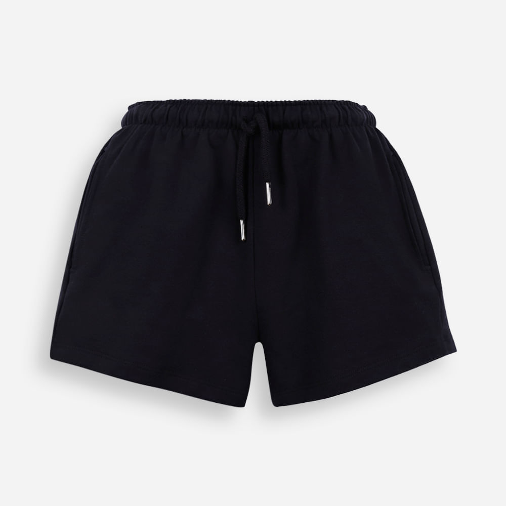 Short juvenil de moletinho cós elástico preto