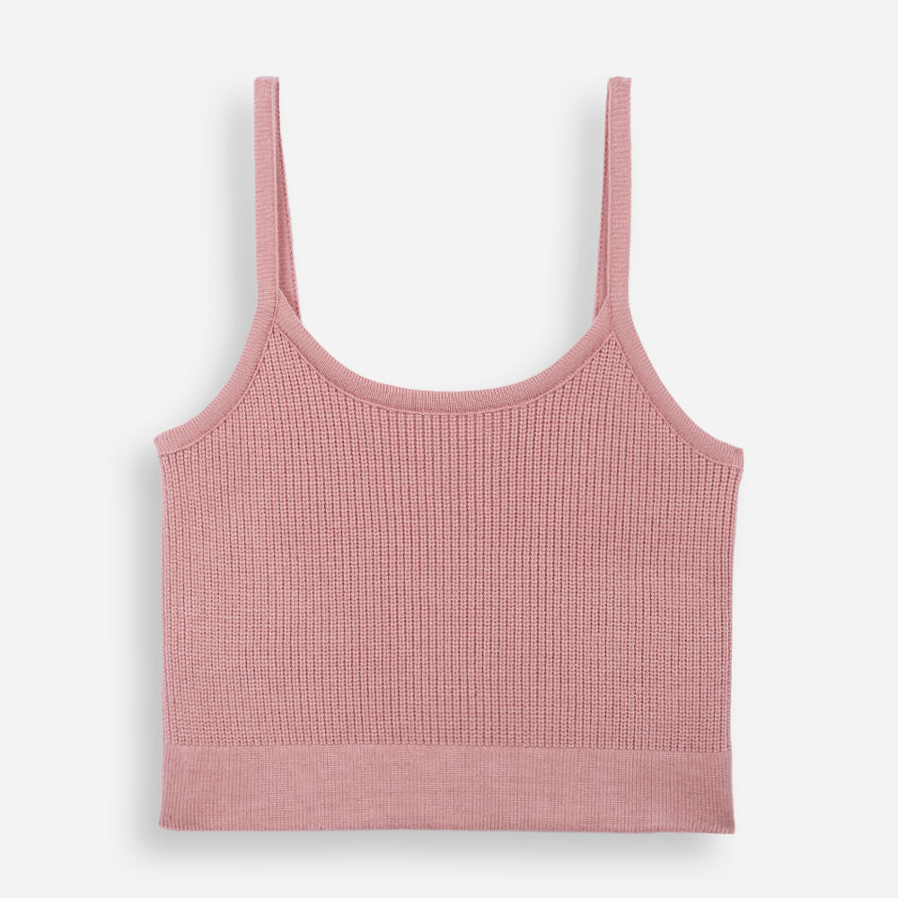Cropped de tricot juvenil alça fina rosa Cropped de tricot juvenil alça fina rosa