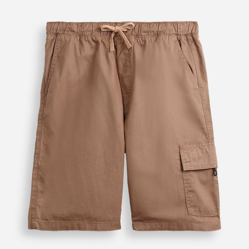 Bermuda juvenil baggy sarja cargo marrom