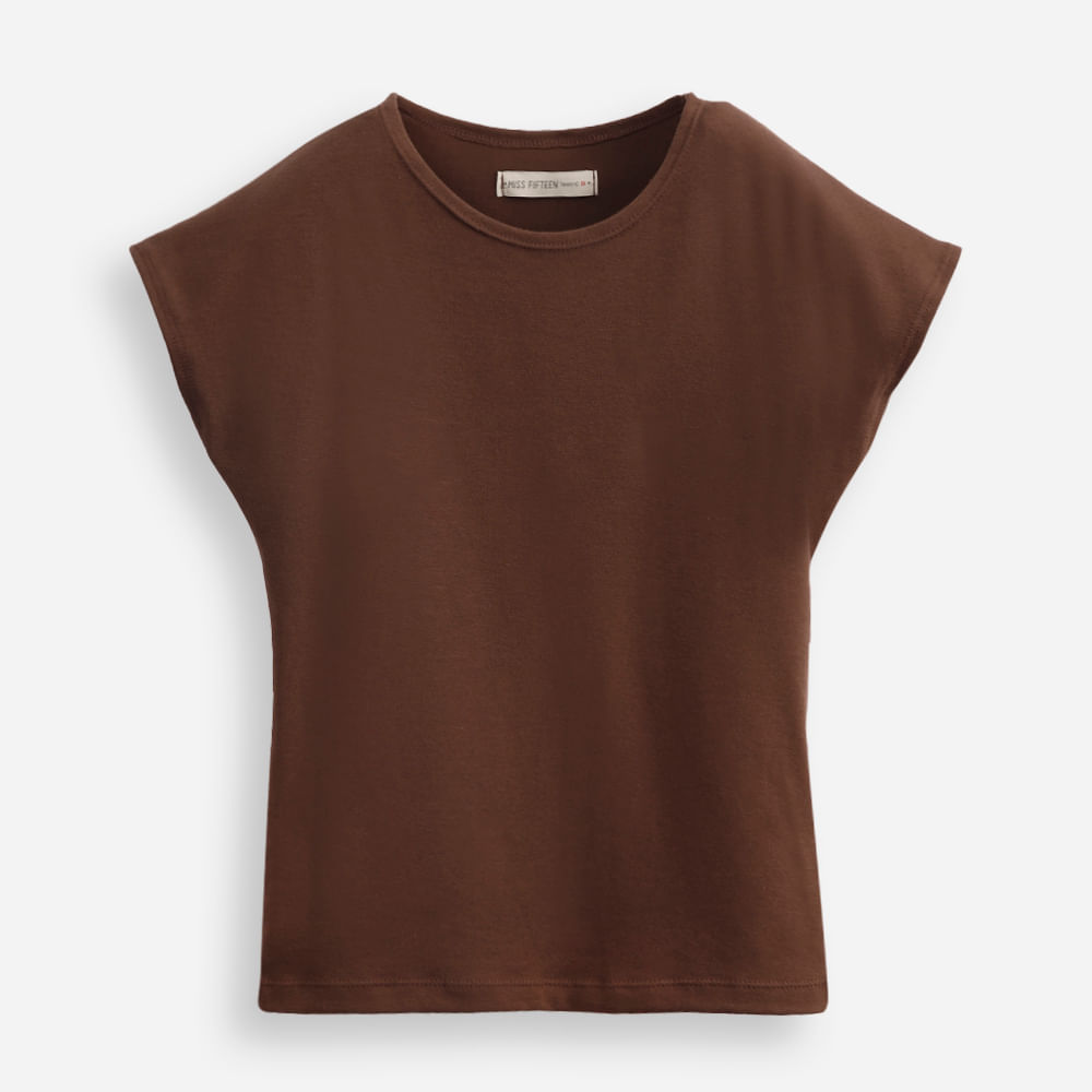 Camiseta juvenil manga curta marrom