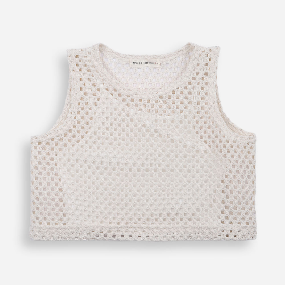 Cropped de tricot juvenil bege Cropped de tricot juvenil bege