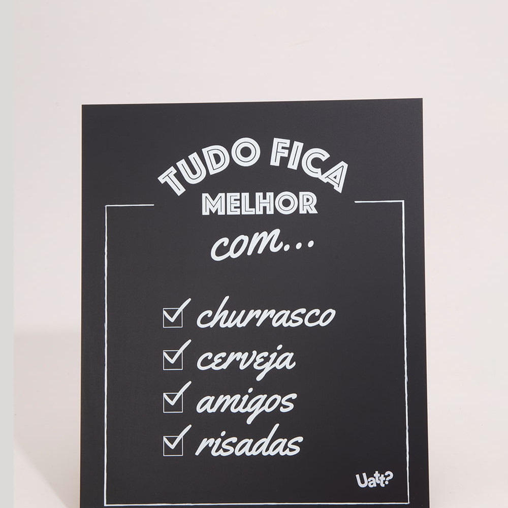 Placa decorativa "tudo fica melhor" preta Placa decorativa "tudo fica melhor" preta
