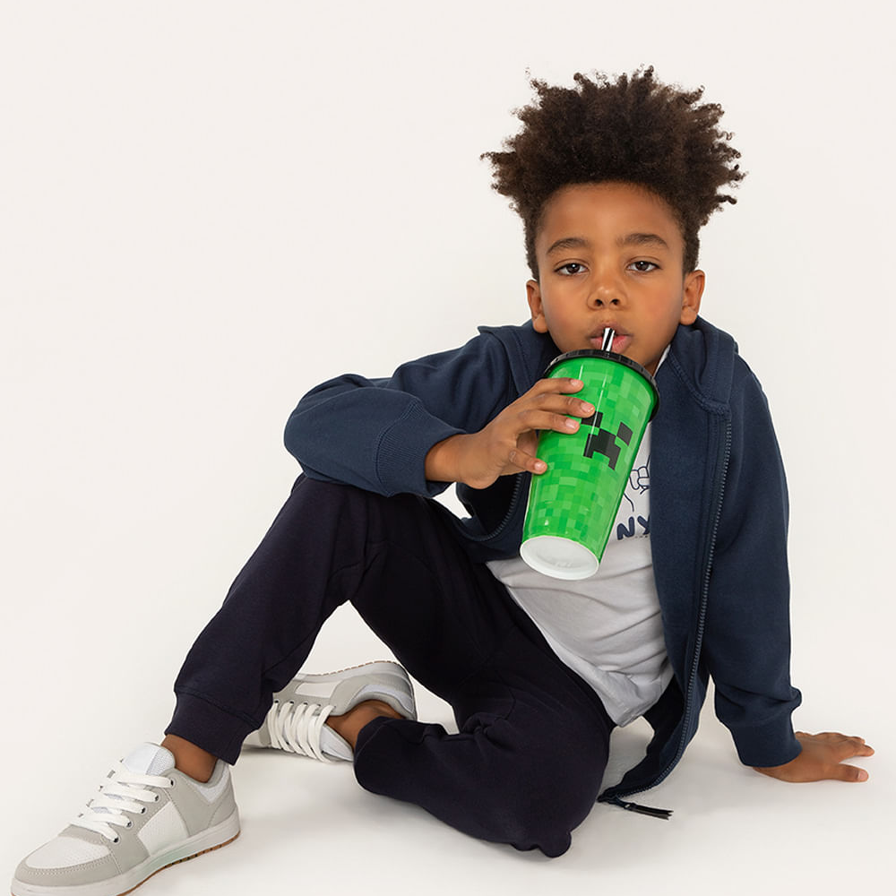 Copo infantil minecraft com canudo multicor Copo infantil minecraft com canudo multicor