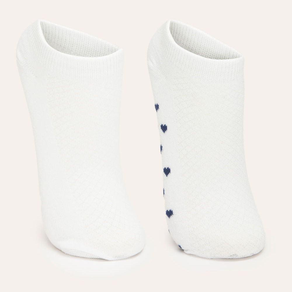 Kit de 2 pares de meias coração cano baixo branco