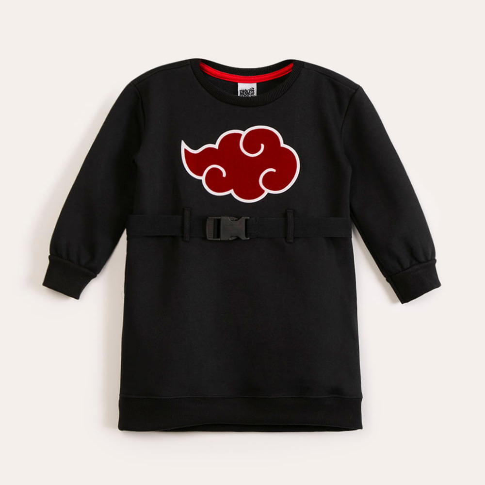 Vestido infantil de moletom naruto preta Vestido infantil de moletom naruto preta