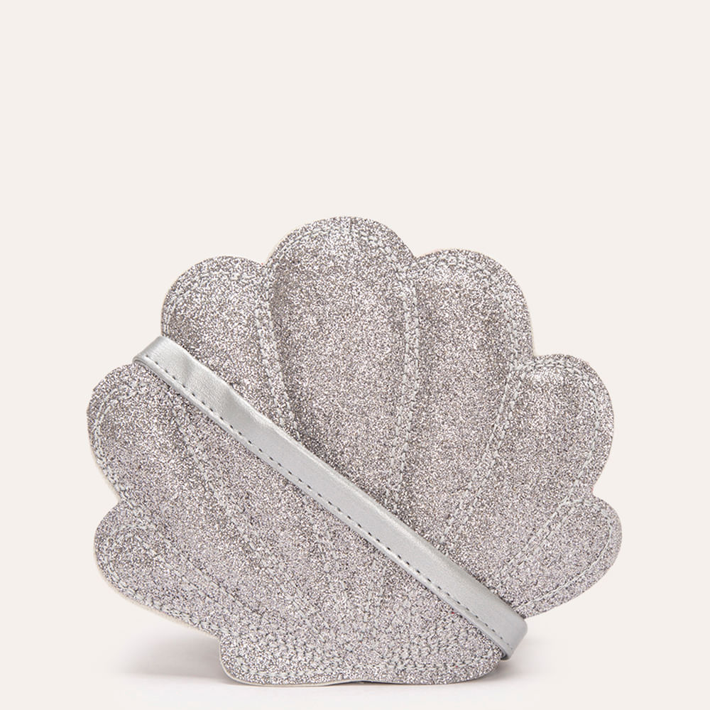 Bolsa infantil concha glitter prata Bolsa infantil concha glitter prata