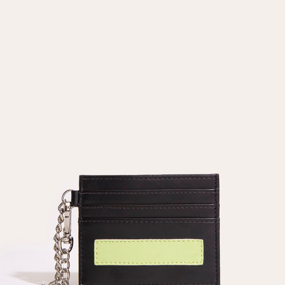 Porta cartão com corrente preto