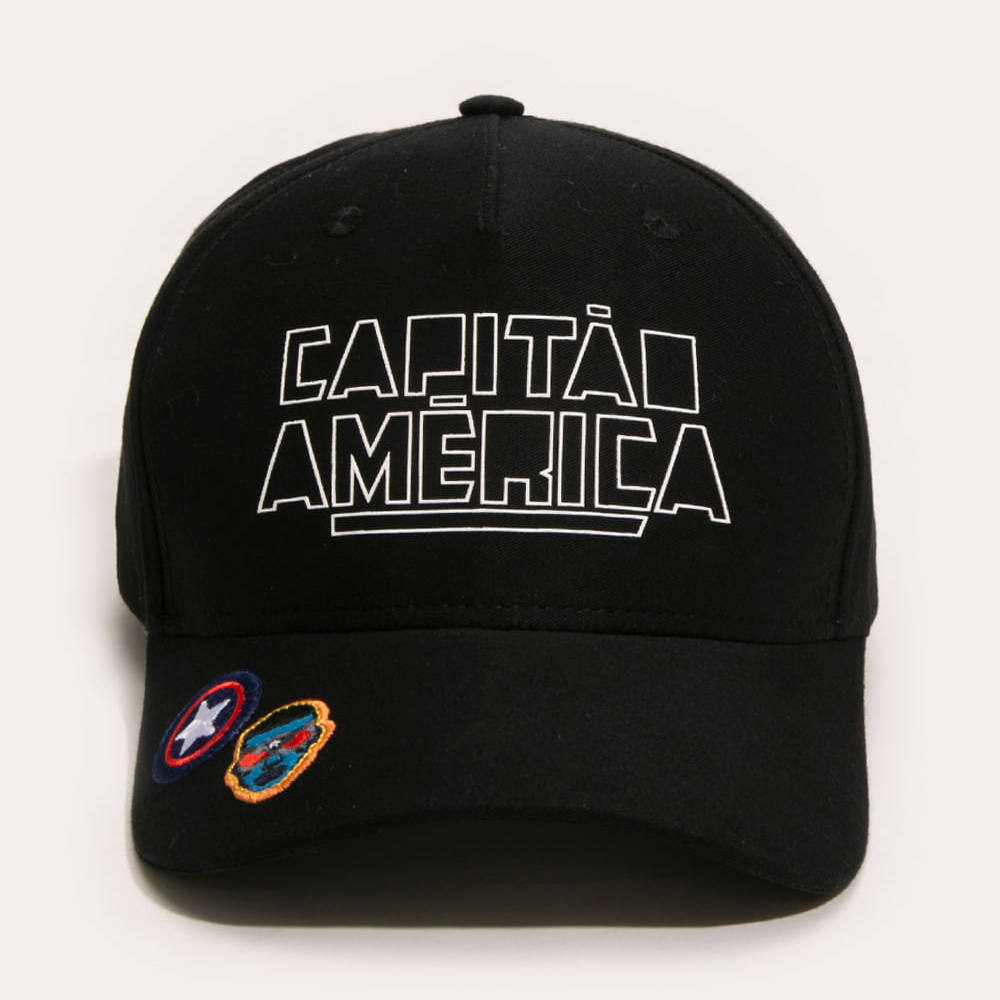 Boné aba curva capitão américa marvel o poder é nosso preto Boné aba curva capitão américa marvel o poder é nosso preto