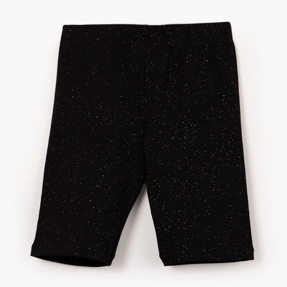 Bermuda ciclista infantil com glitter preta Bermuda ciclista infantil com glitter preta
