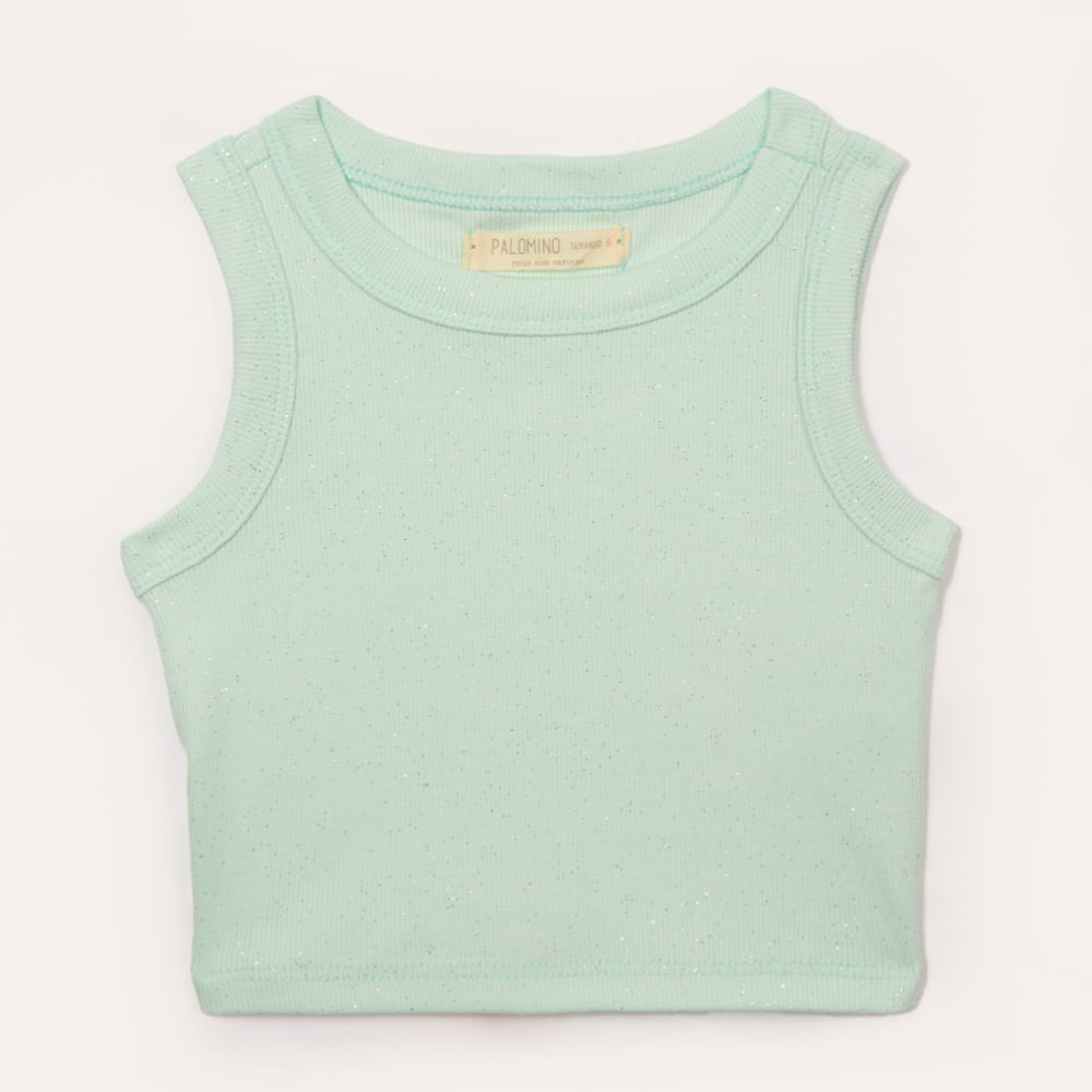 Regata infantil com glitter verde Regata infantil com glitter verde
