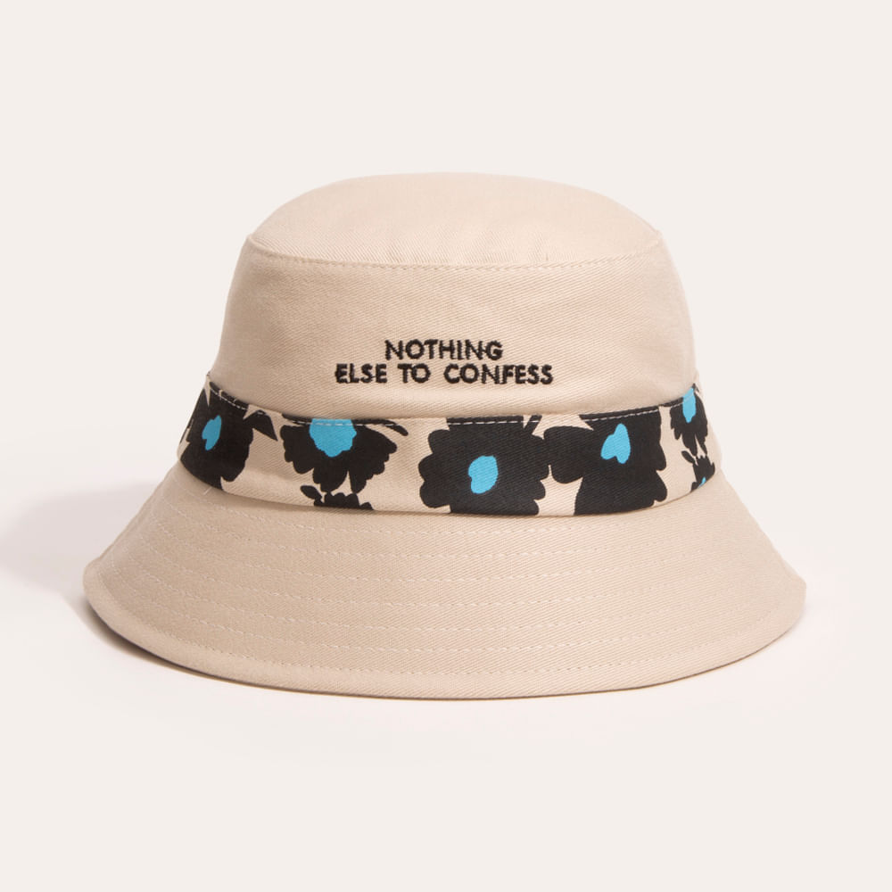 Chapéu bucket de sarja floral bege Chapéu bucket de sarja floral bege