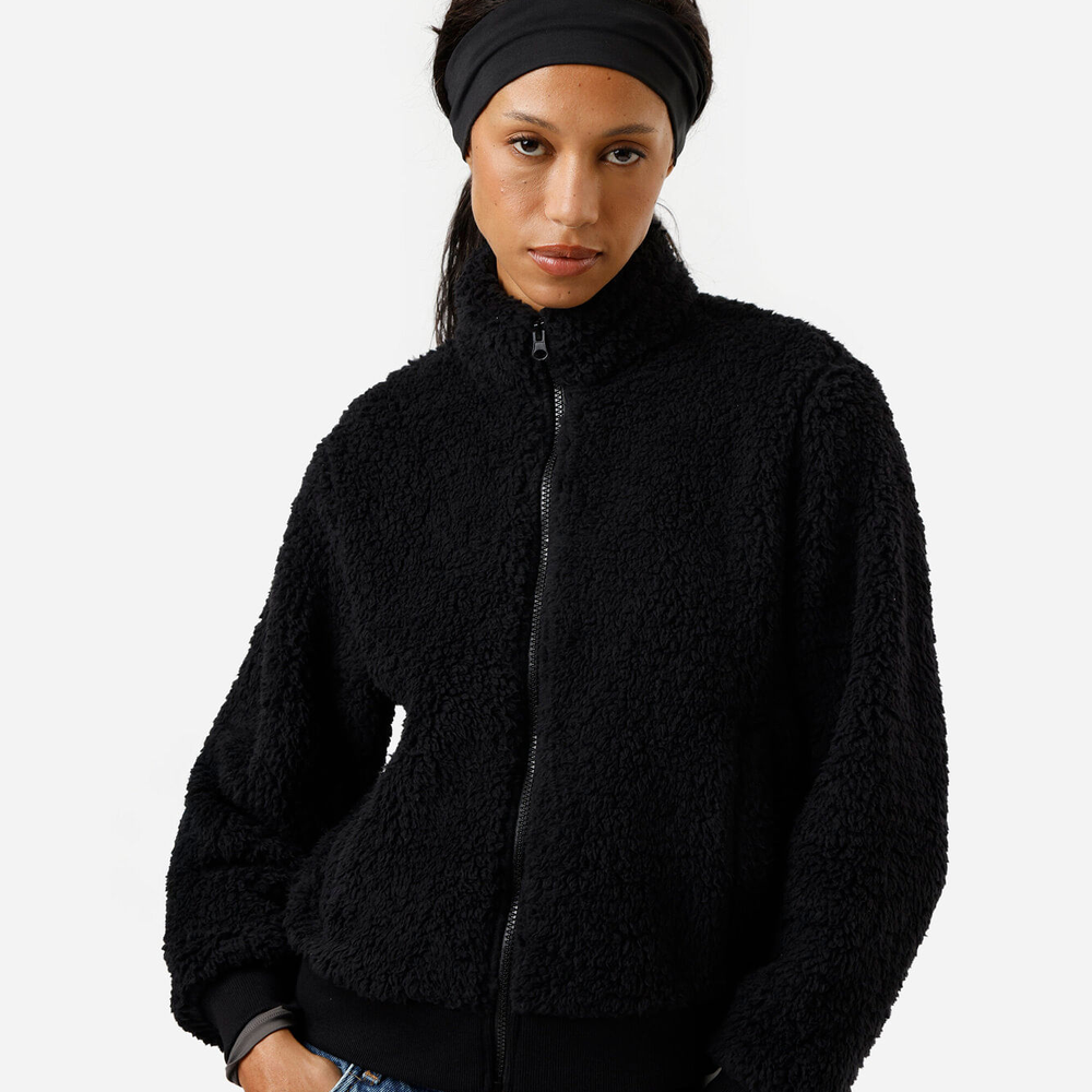 Jaqueta sherpa gola alta com bolsos preto Jaqueta sherpa gola alta com bolsos preto