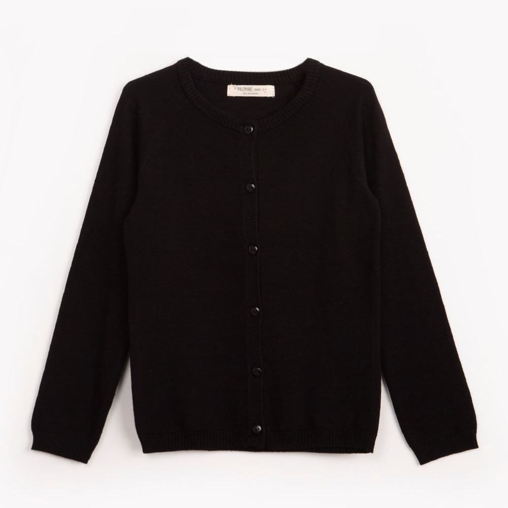 Cardigan de tricô infantil básico preto