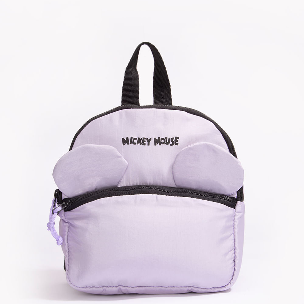 Mochila infantil mickey com orelhas lilás