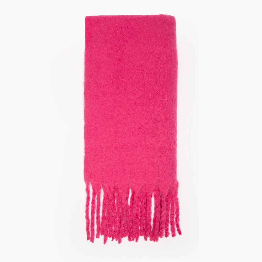 Cachecol com franjas rosa