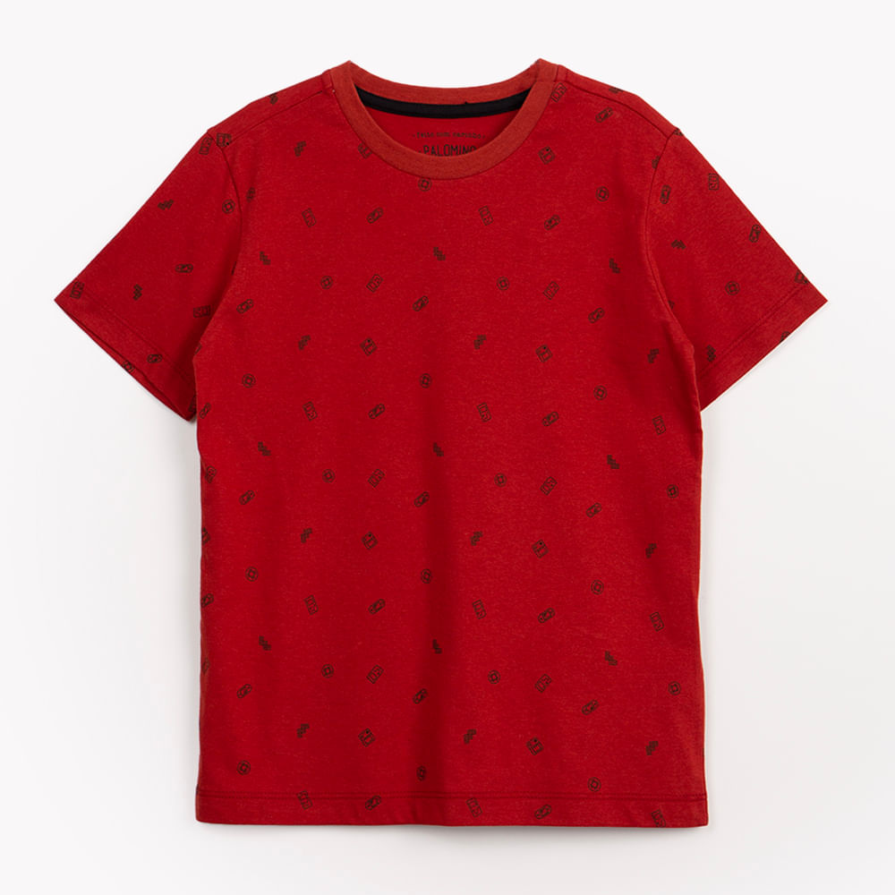 Camiseta infantil de malha game manga curta vermelho Camiseta infantil de malha game manga curta vermelho