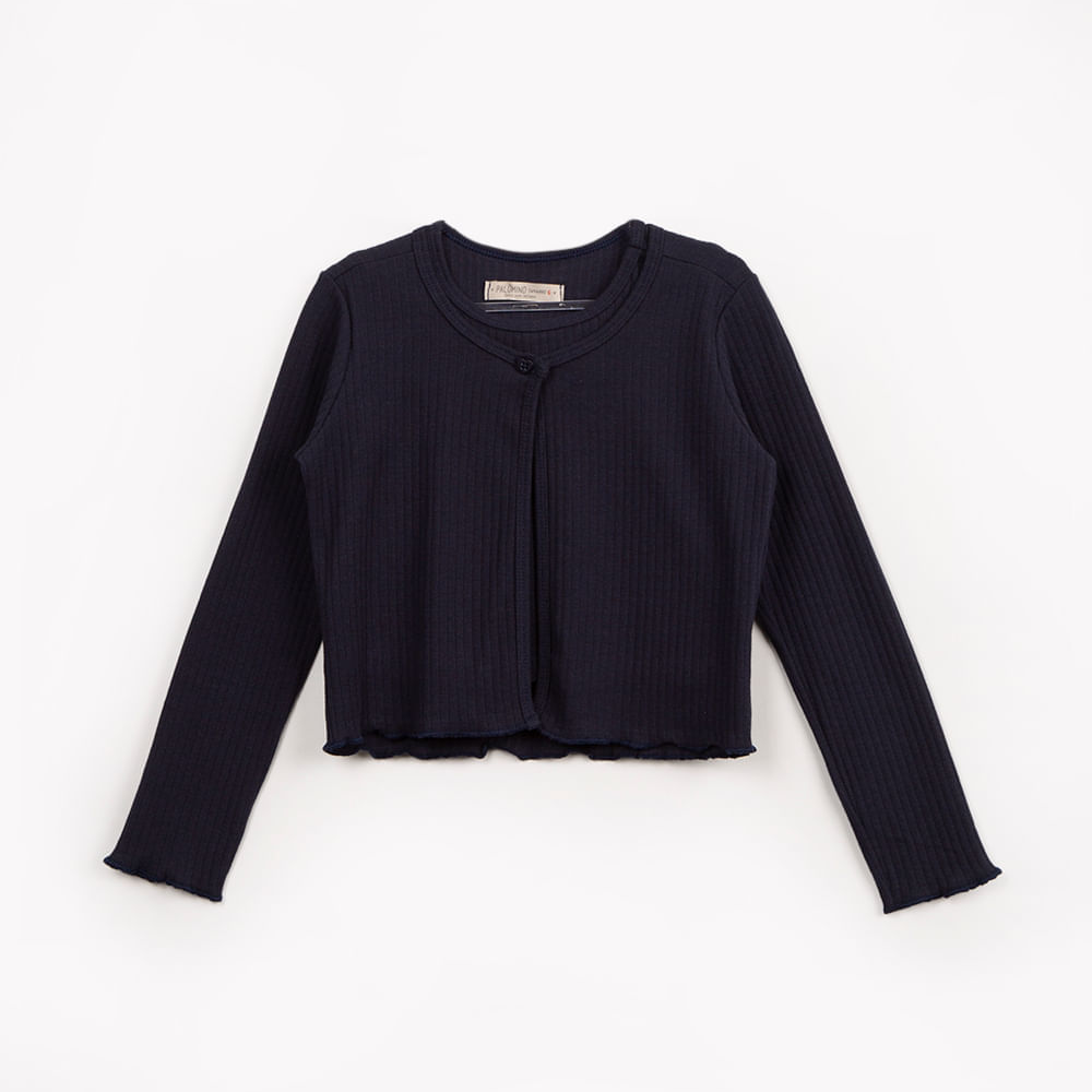 Regata infantil com cardigan manga longa azul