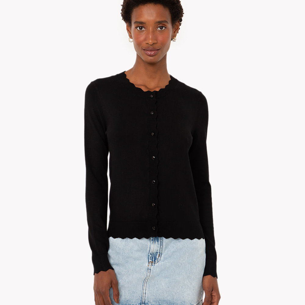 Cardigan de tricot com botões preto Cardigan de tricot com botões preto