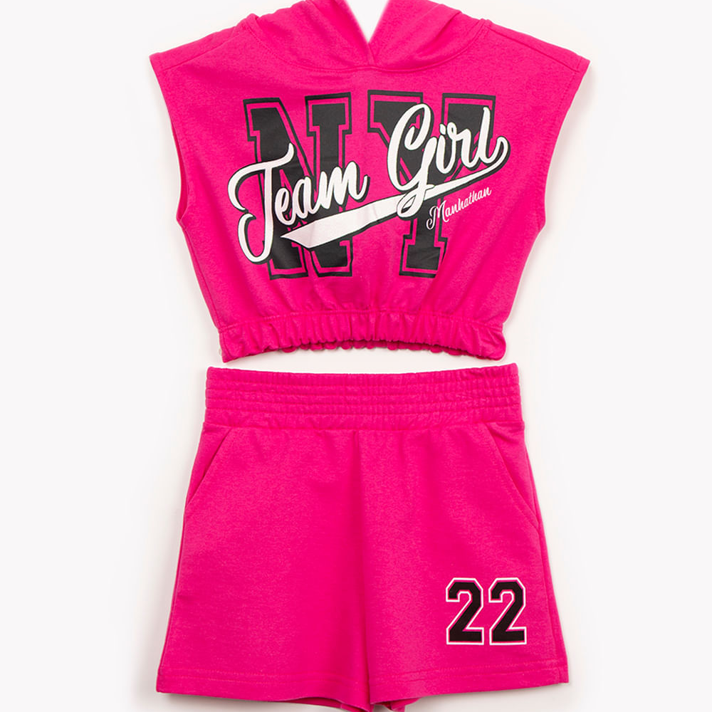 Conjunto de moletom infantil team girl pink