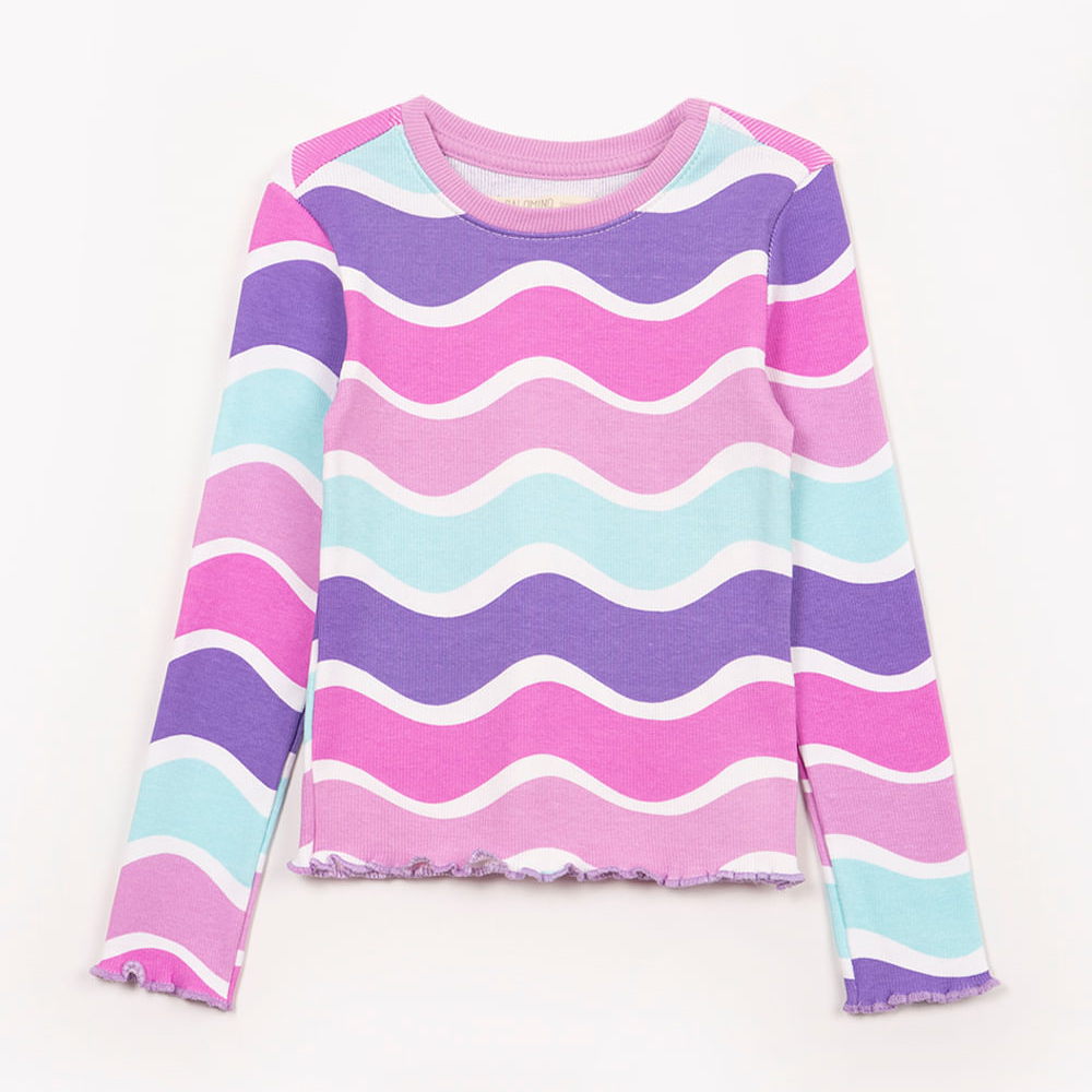 Blusa infantil de algodão listras manga longa colorida Blusa infantil de algodão listras manga longa colorida