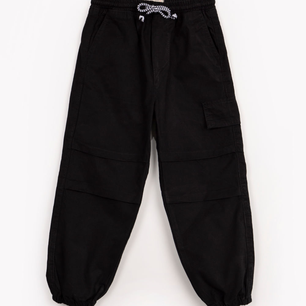 Calça parachute infantil de sarja preto Calça parachute infantil de sarja preto