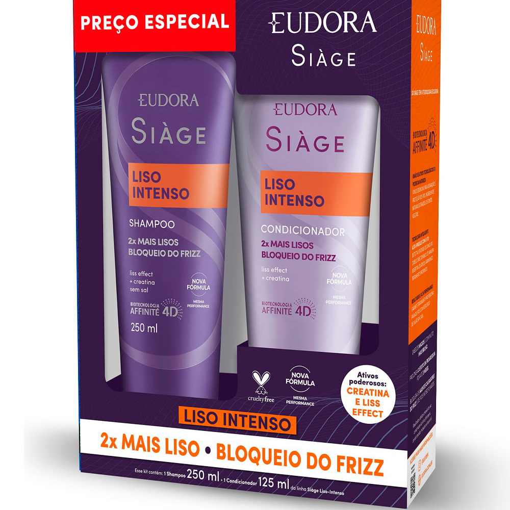 Kit eudora siàge shampoo e condicionador liso intenso 250ml único Kit eudora siàge shampoo e condicionador liso intenso 250ml único
