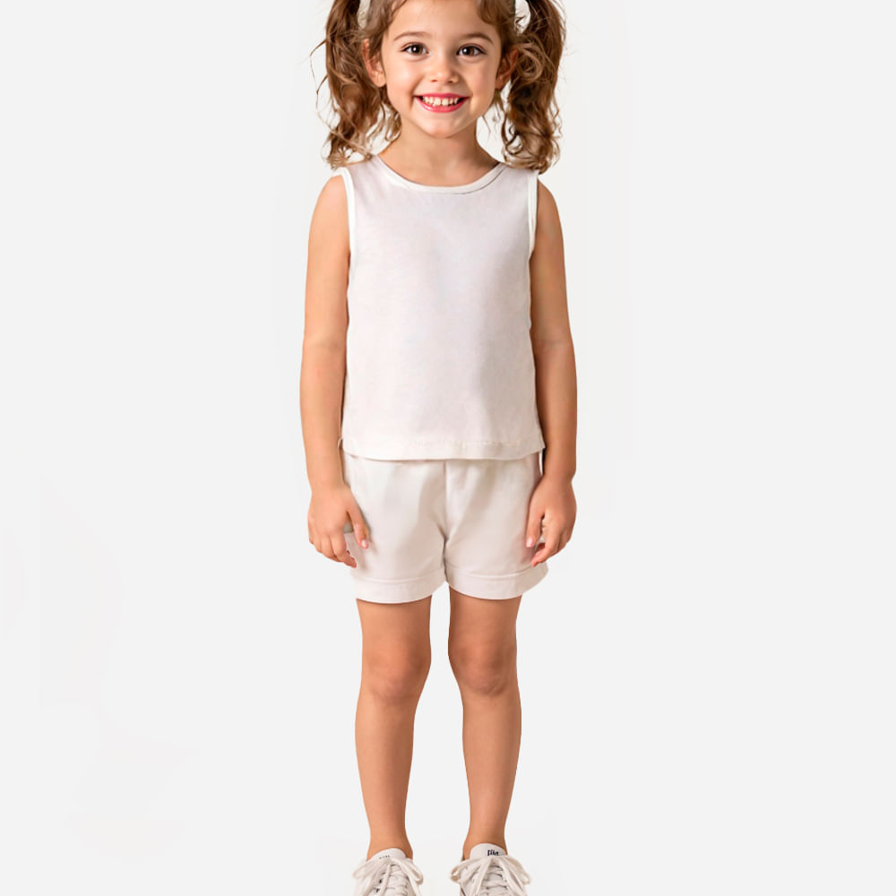 Cropped infantil de algodão off white Cropped infantil de algodão off white