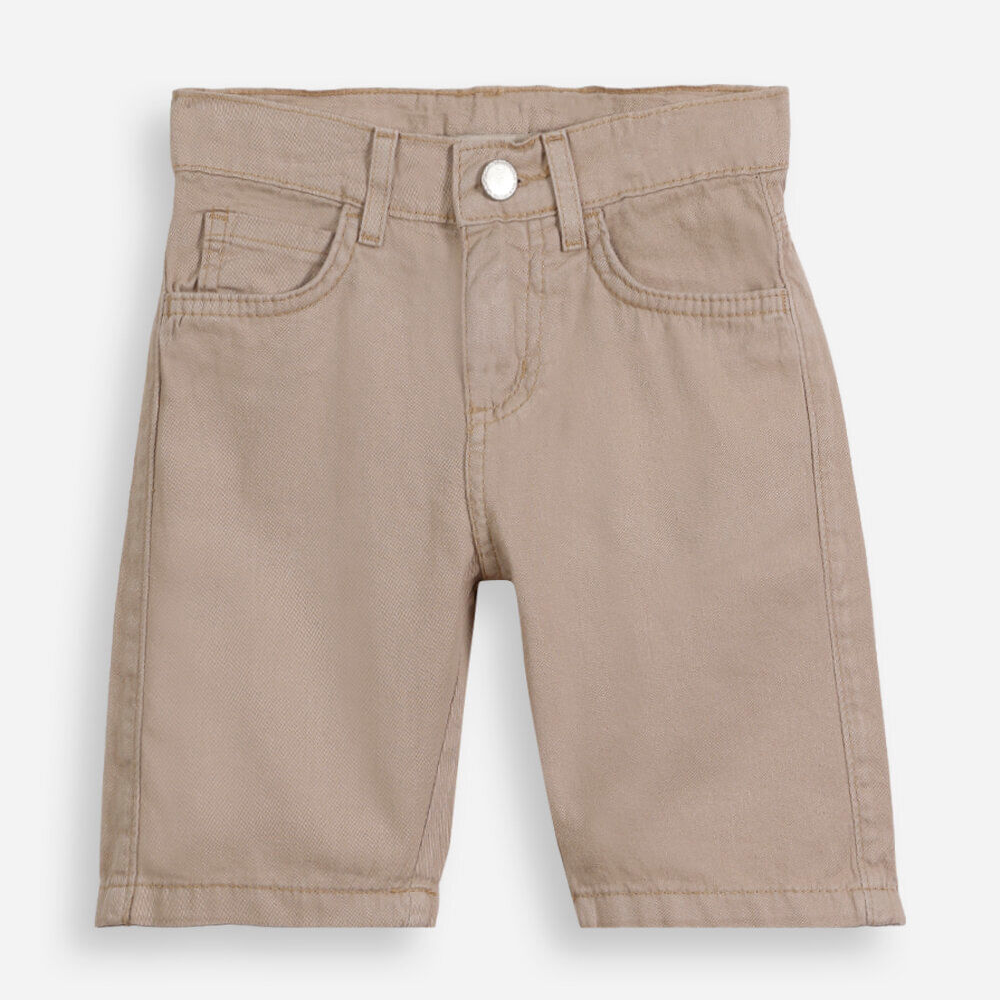 Bermuda jeans infantil slim com bolso bege Bermuda jeans infantil slim com bolso bege