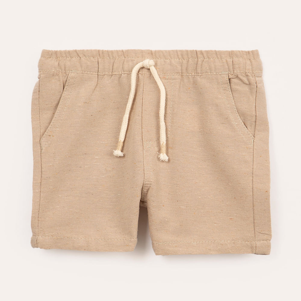 Short infantil com elástico e bolsos bege Short infantil com elástico e bolsos bege