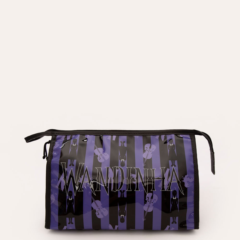 Necessaire listrada com alça wandinha colorido Necessaire listrada com alça wandinha colorido