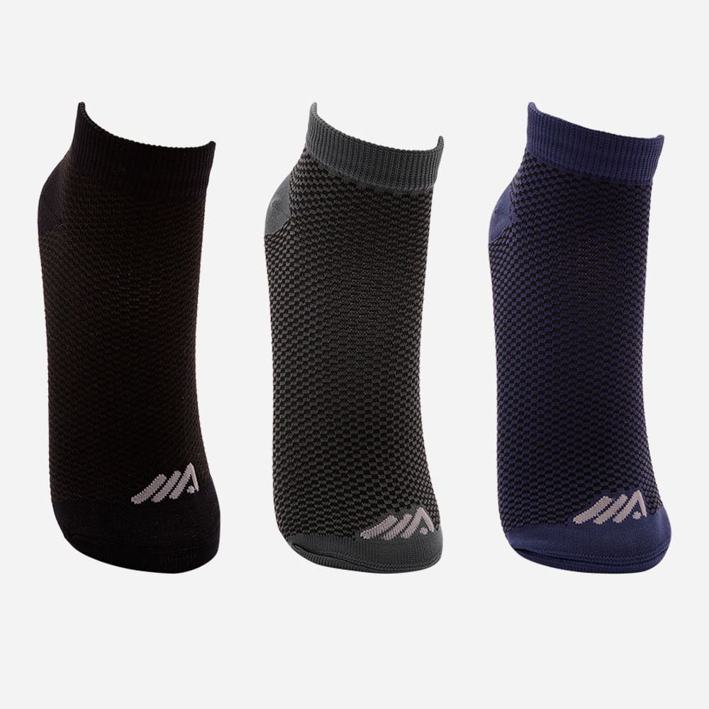 Kit de 3 pares de meias respiráveis cano baixo colorido Kit de 3 pares de meias respiráveis cano baixo colorido