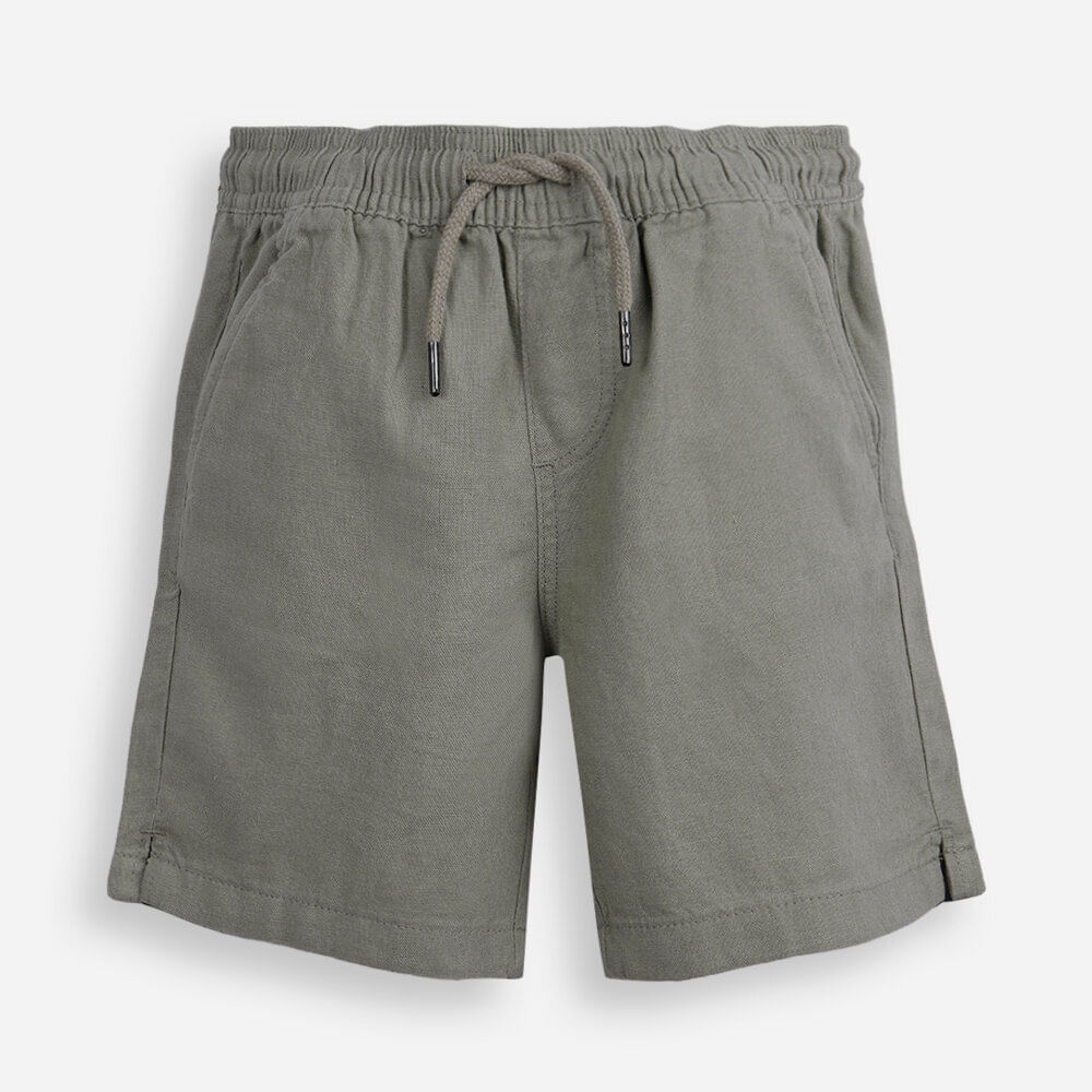 Bermuda infantil de linho cós elástico verde