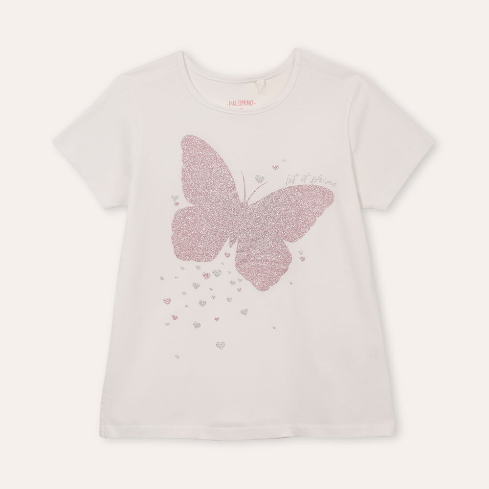 Blusa infantil manga curta borboleta let it shine rosa Blusa infantil manga curta borboleta let it shine rosa