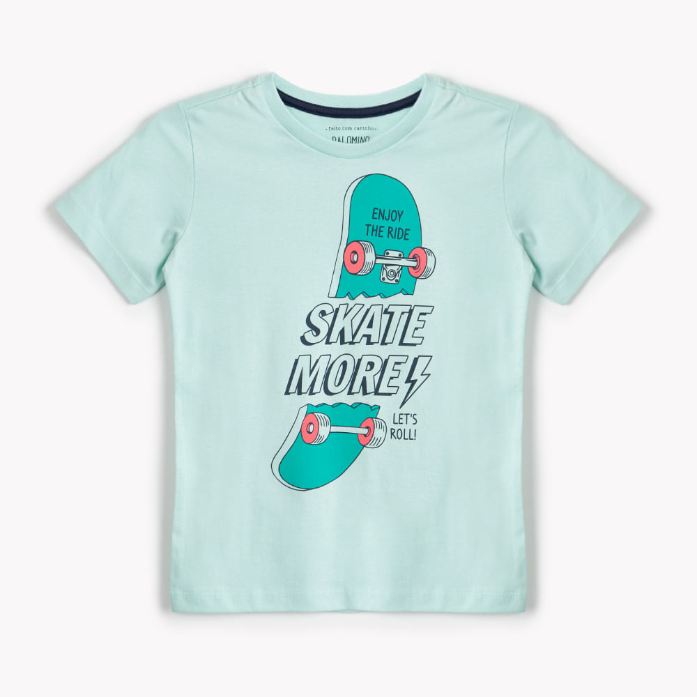 Camiseta de algodão infantil skate more verde Camiseta de algodão infantil skate more verde
