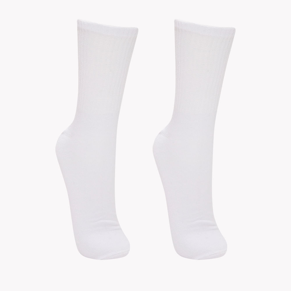 Kit de 2 meias cano longo branco Kit de 2 meias cano longo branco