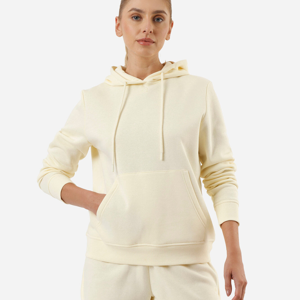 Blusa feminina de moletom com capuz e bolso amarela Blusa feminina de moletom com capuz e bolso amarela