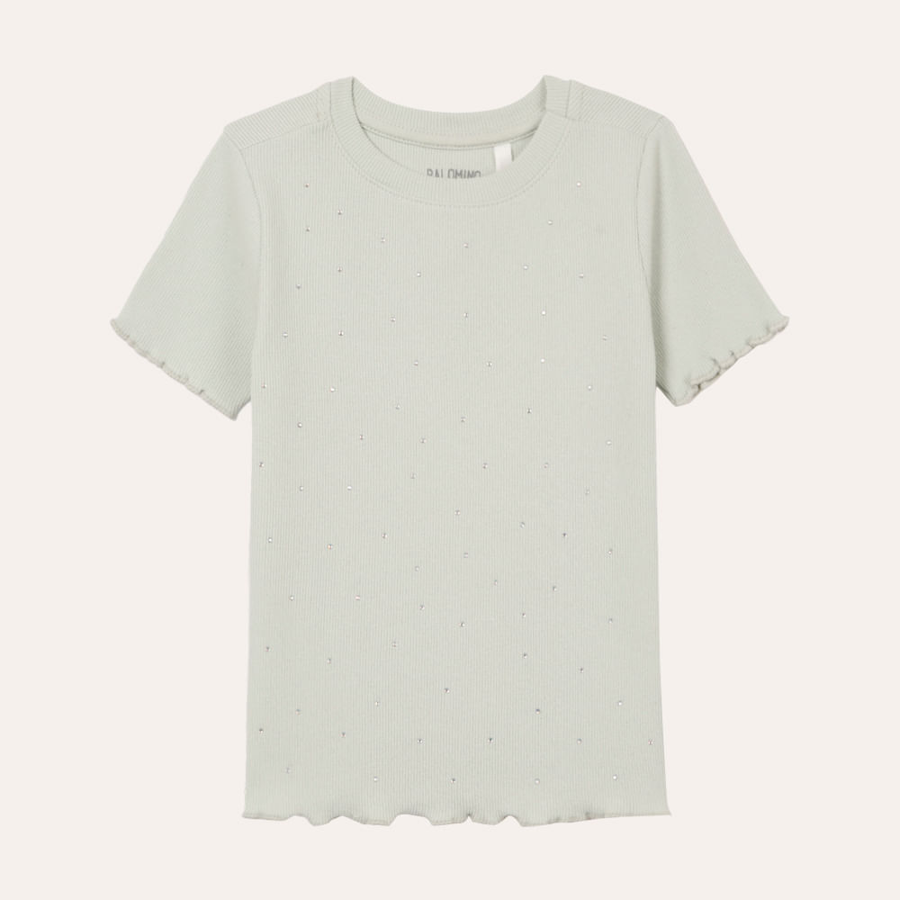 Blusa infantil de algodão com brilho manga curta verde Blusa infantil de algodão com brilho manga curta verde