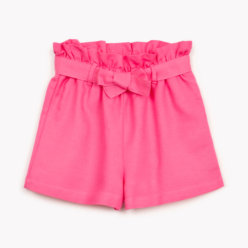 Short infantil de viscose clochard com faixa rosa Short infantil de viscose clochard com faixa rosa