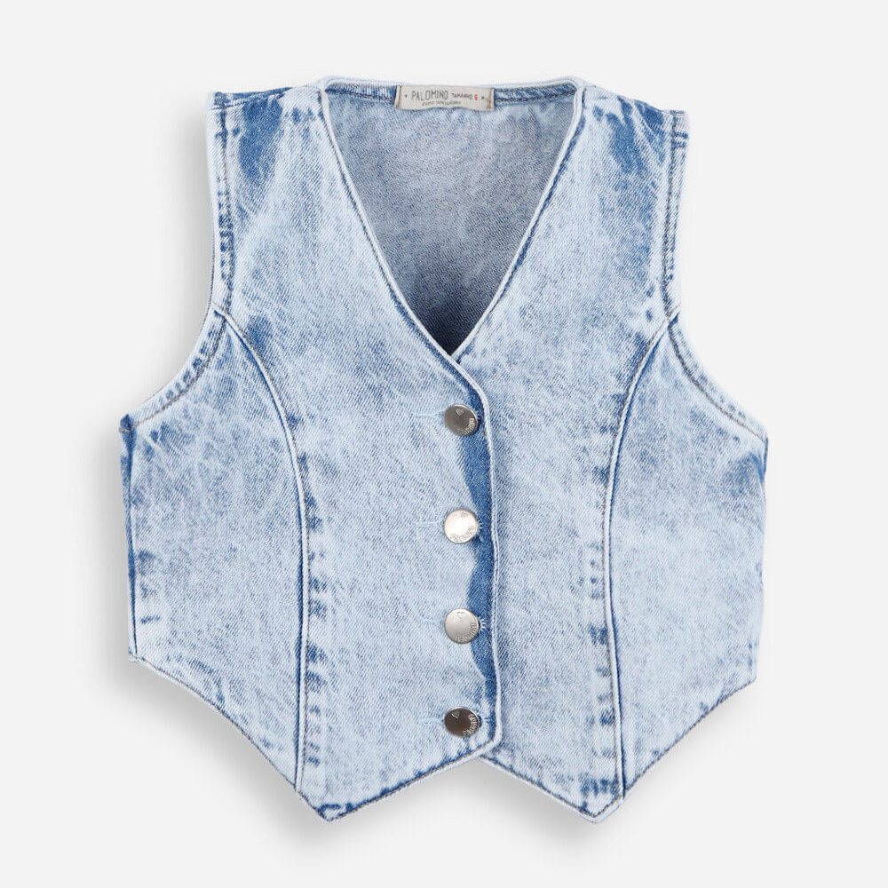 Colete jeans infantil com botões azul