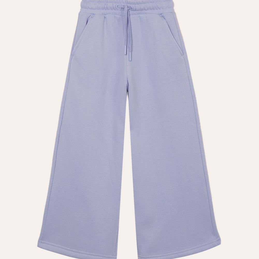 Calça de moletom infantil wide leg azul Calça de moletom infantil wide leg azul