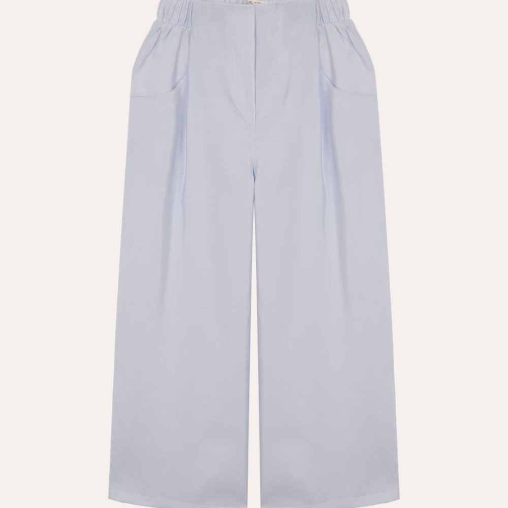 Calça wide leg infantil cós com elástico azul