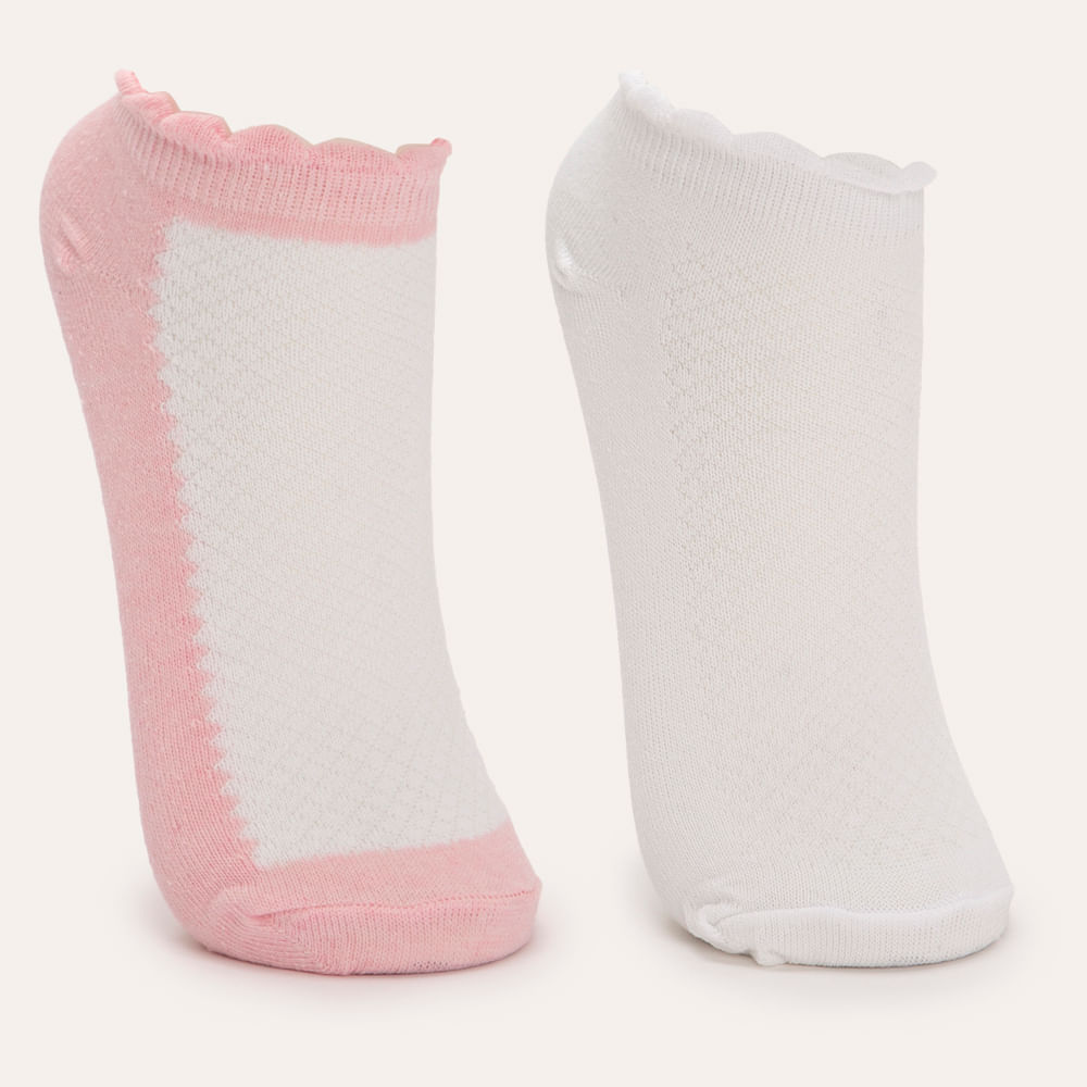 Kit de 2 pares de meias cano baixo infantis rosa Kit de 2 pares de meias cano baixo infantis rosa