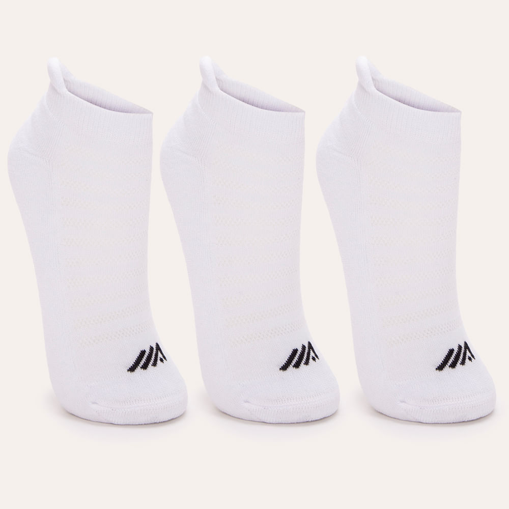 Kit de 3 meias esportivas femininas cano baixo branco Kit de 3 meias esportivas femininas cano baixo branco