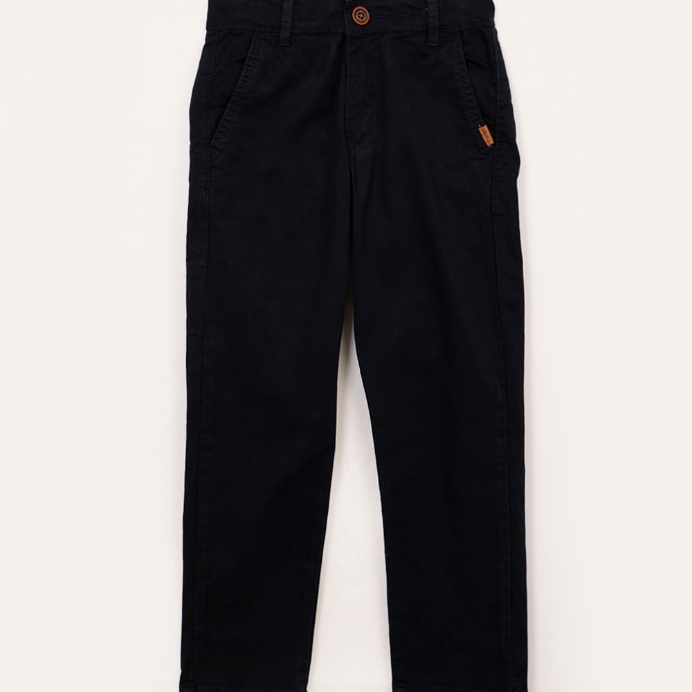 Calça de sarja infantil com bolsos azul marinho