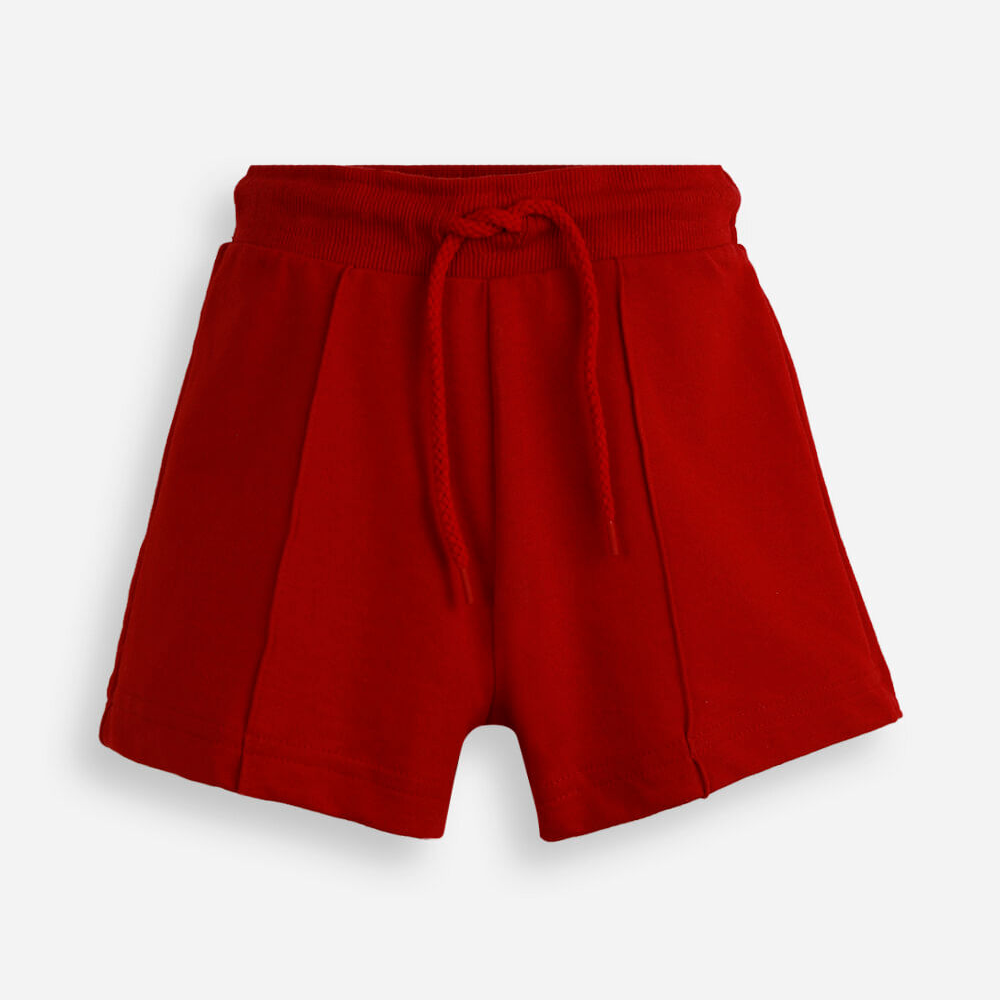 Short de moletom infantil com nervura vermelho