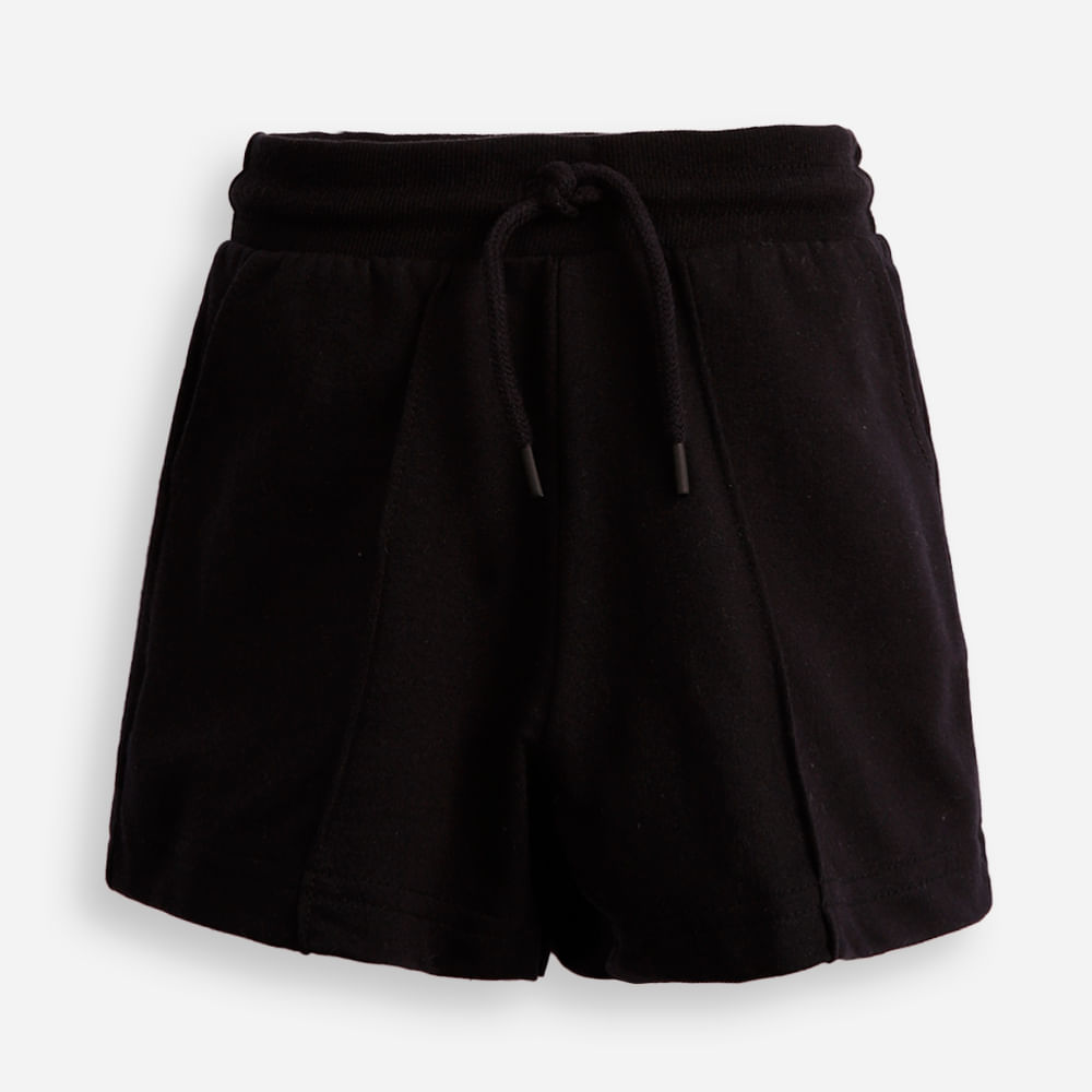 Short de moletom infantil com nervura preto