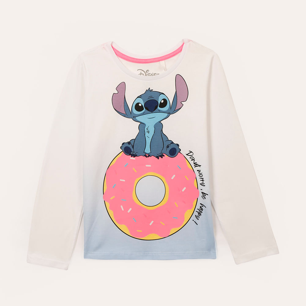 Camiseta de algodão manga longa stitch off white Camiseta de algodão manga longa stitch off white