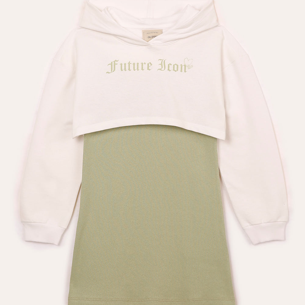 Vestido de algodão com sobreposição infantil verde