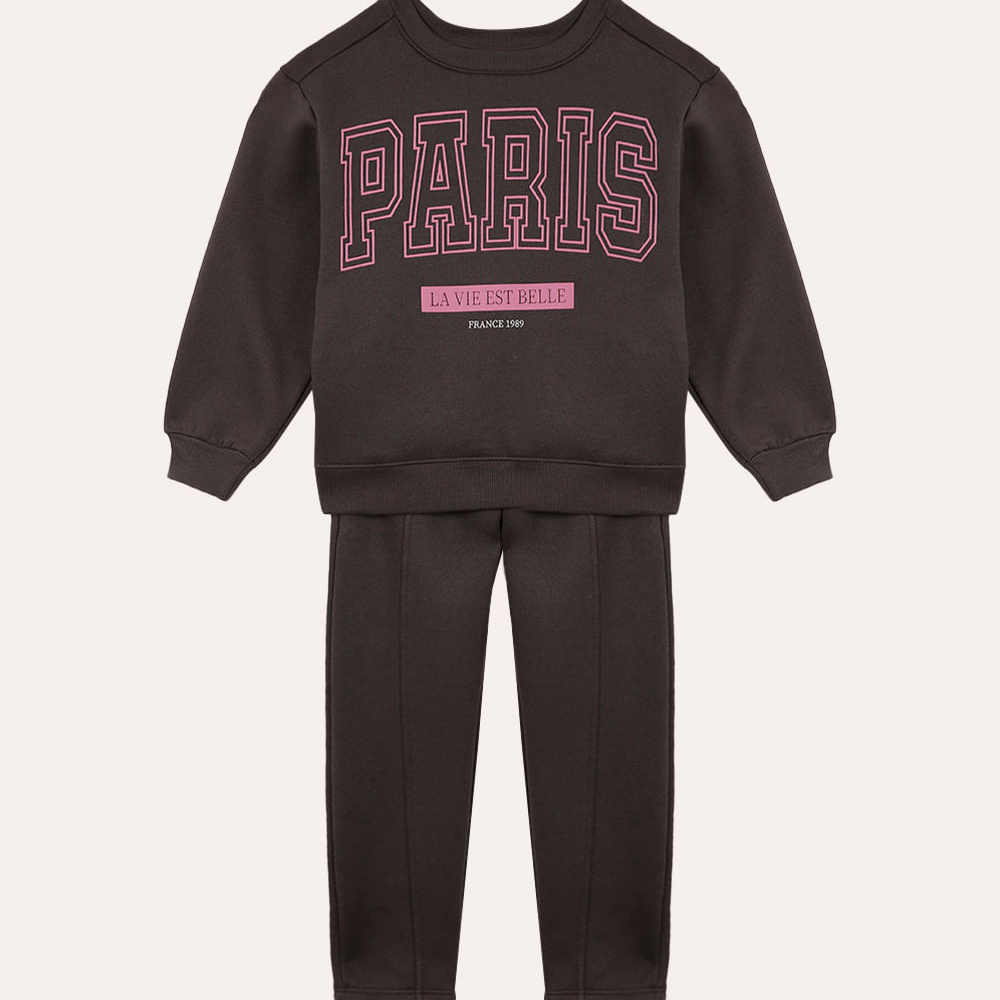 Conjunto de moletom longo infantil cinza Conjunto de moletom longo infantil cinza