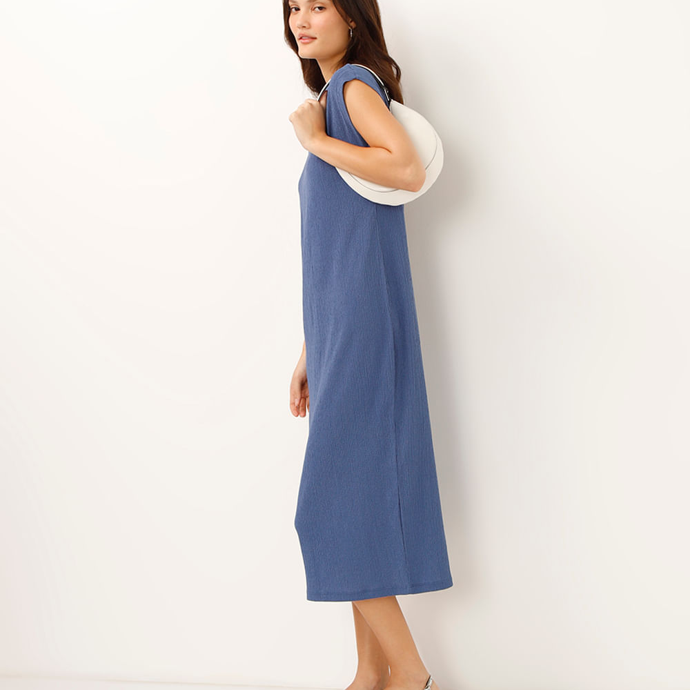 Vestido midi muscle tee texturizado azul Vestido midi muscle tee texturizado azul